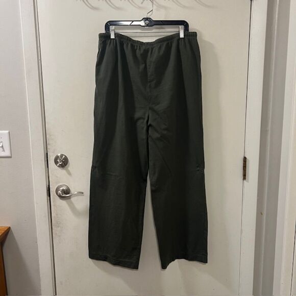 Allen Allen USA Womens Green Pull On Drawstring Wide Leg Pants Size XL - Picture 5 of 10